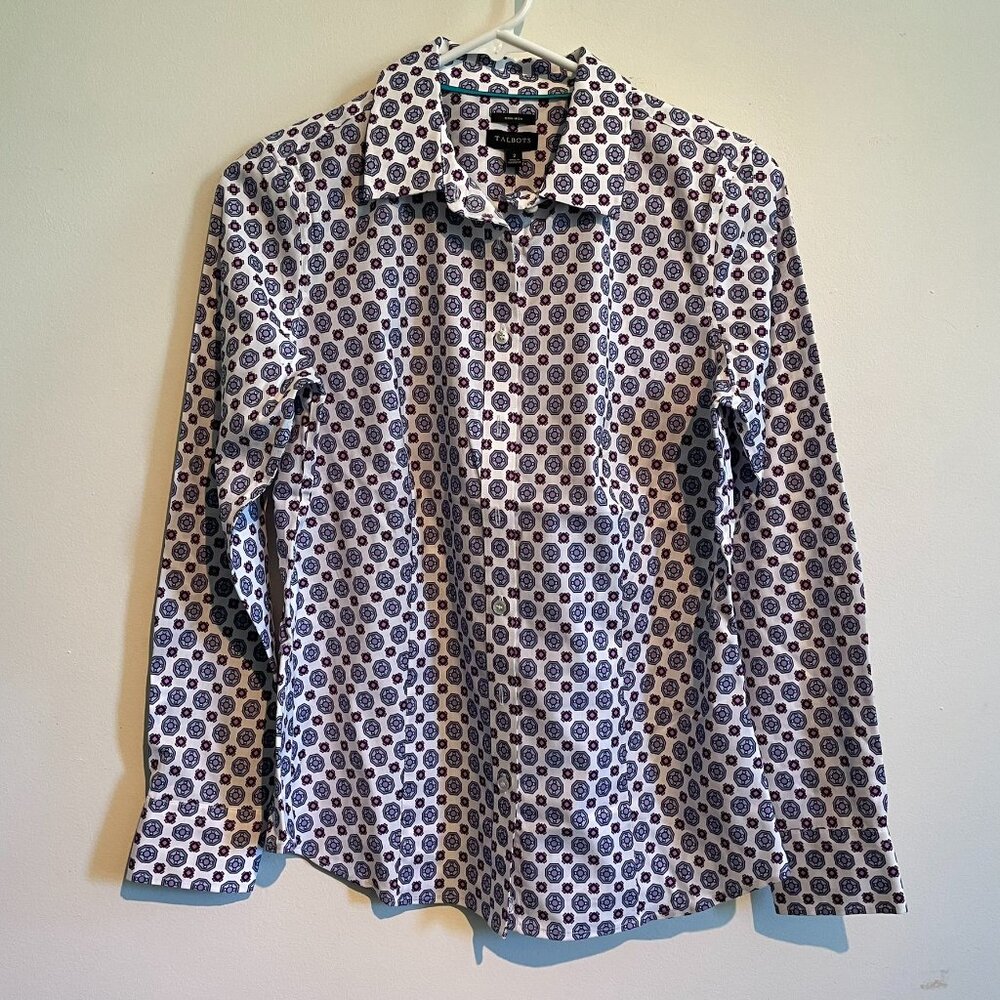 Non-Iron Talbots heart print long sleeve shirt